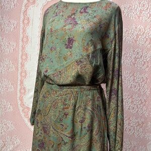 Vintage Carol Little 90s Paisley Two Piece Skirt Set Sz M/L